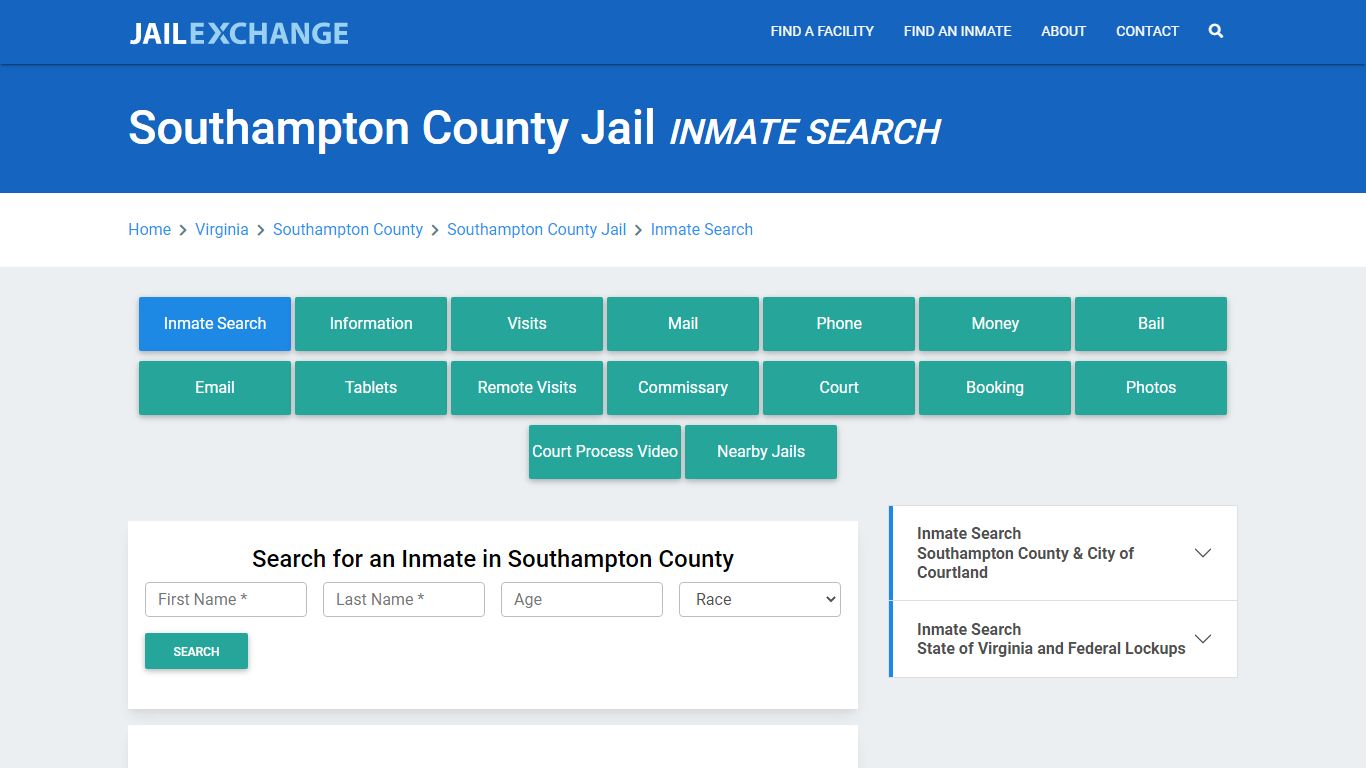 Southampton County Jail, VA Inmate Search: Roster & Mugshots