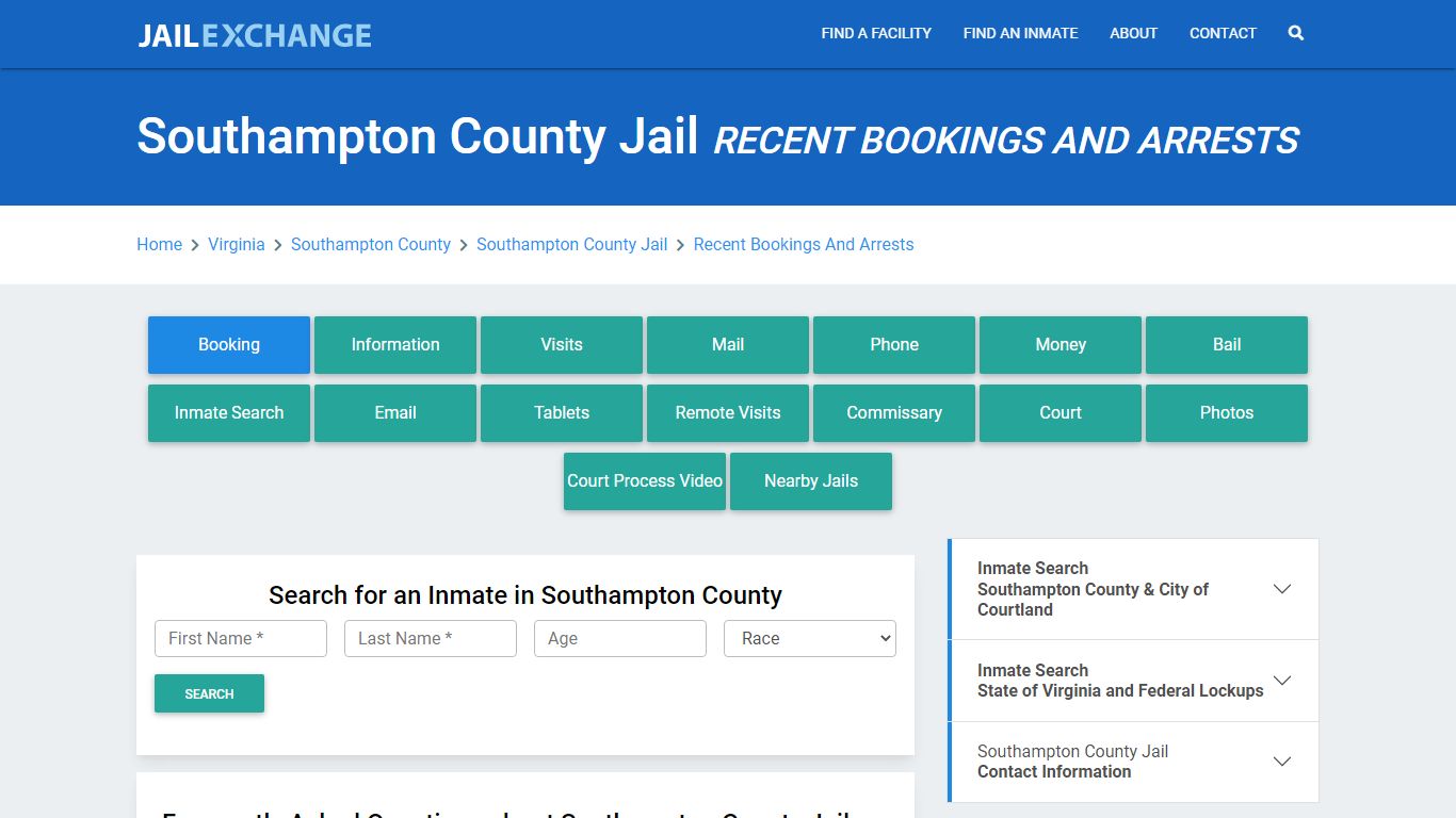 Southampton County Jail Recent Bookings And Arrests